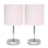 11 in. Chrome Mini Basic Blush Pink Table Lamp with Fabric Shade (2-Pack) by Simple Designs