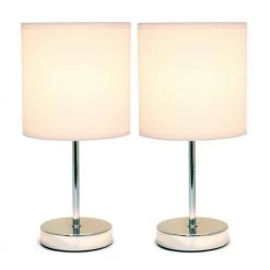11 in. Chrome Mini Basic Blush Pink Table Lamp with Fabric Shade (2-Pack) by Simple Designs -Simple Designs Online Shop blush pink simple designs table lamps lt2007 bpk 2pk c3 1000