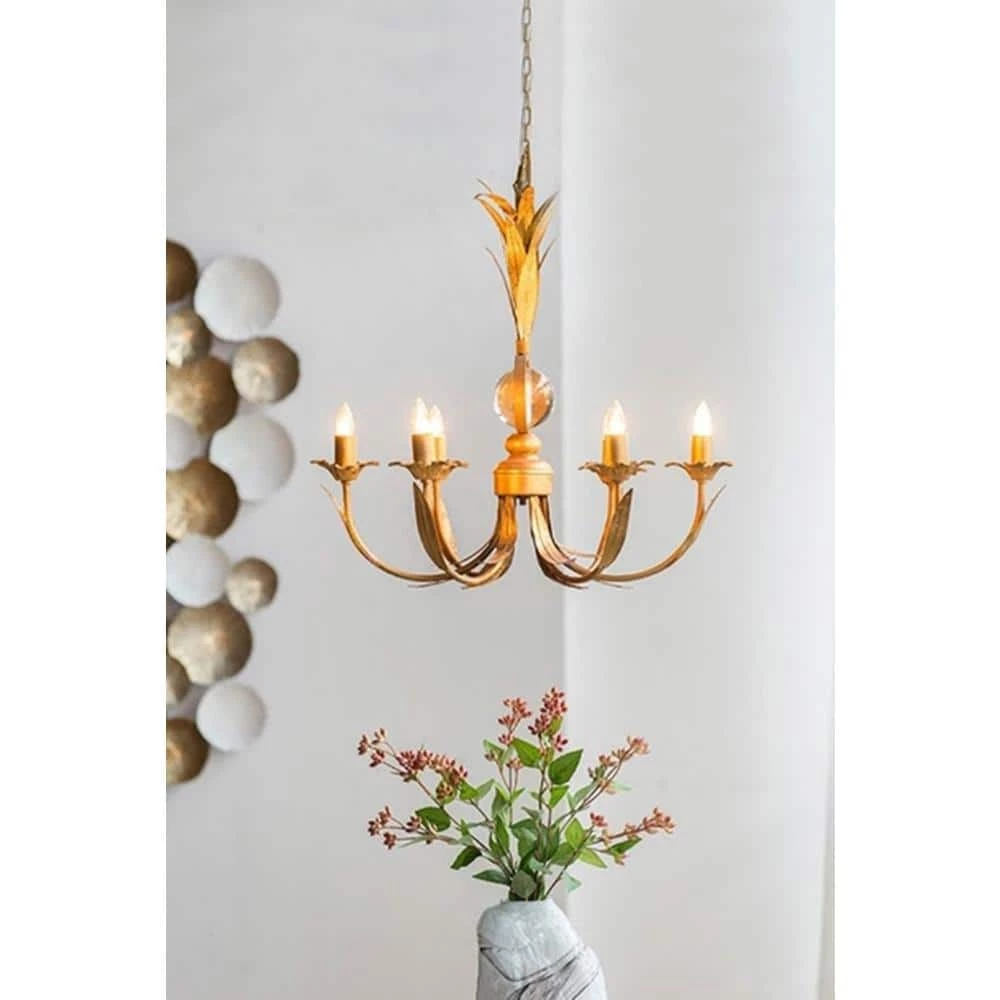 6-Light Brass Chandelier by A & B Home 3 6-Light Brass Chandelier by A & B Home - Image 3