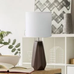 17.5 in. Brown Ceramic Prism Table Lamp by Simple Designs -Simple Designs Online Shop brown simple designs table lamps lt2082 bwn 1f 1000