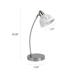20.28 in. Brushed Nickel Desk Lamp with White Porcelain Flower Shade by Simple Designs -Simple Designs Online Shop brushed nickel simple designs desk lamps ld1000 wht 1f 1000