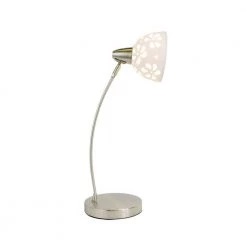 20.28 in. Brushed Nickel Desk Lamp with White Porcelain Flower Shade by Simple Designs -Simple Designs Online Shop brushed nickel simple designs desk lamps ld1000 wht 4f 1000