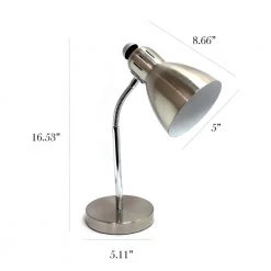 15.75 in. Semi-Flexible Brushed Nickel Desk Lamp by Simple Designs -Simple Designs Online Shop brushed nickel simple designs desk lamps ld1037 bsn 1f 1000