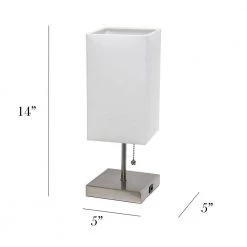 14.25 in. Brushed Nickel Petite Stick Lamp with USB Charging Port and White Fabric Shade by Simple Designs 10 14.25 in. Brushed Nickel Petite Stick Lamp with USB Charging Port and White Fabric Shade by Simple Designs -Simple Designs Online Shop brushed nickel simple designs table lamps lt1087 wht 4f 1000