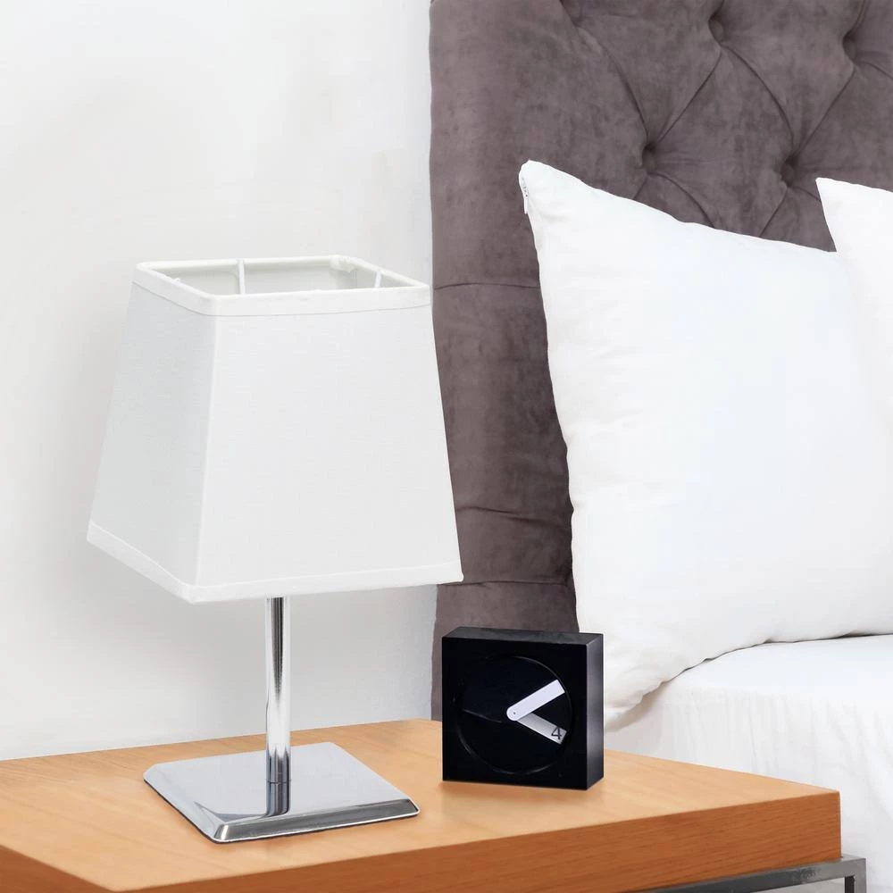 9.7 in. Chrome Mini Table Lamp with White Squared Empire Fabric Shade by Simple Designs 8 9.7 in. Chrome Mini Table Lamp with White Squared Empire Fabric Shade by Simple Designs - Image 8