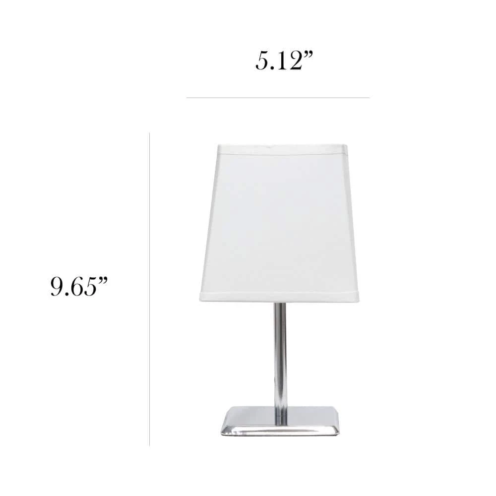 9.7 in. Chrome Mini Table Lamp with White Squared Empire Fabric Shade by Simple Designs 3 9.7 in. Chrome Mini Table Lamp with White Squared Empire Fabric Shade by Simple Designs - Image 3