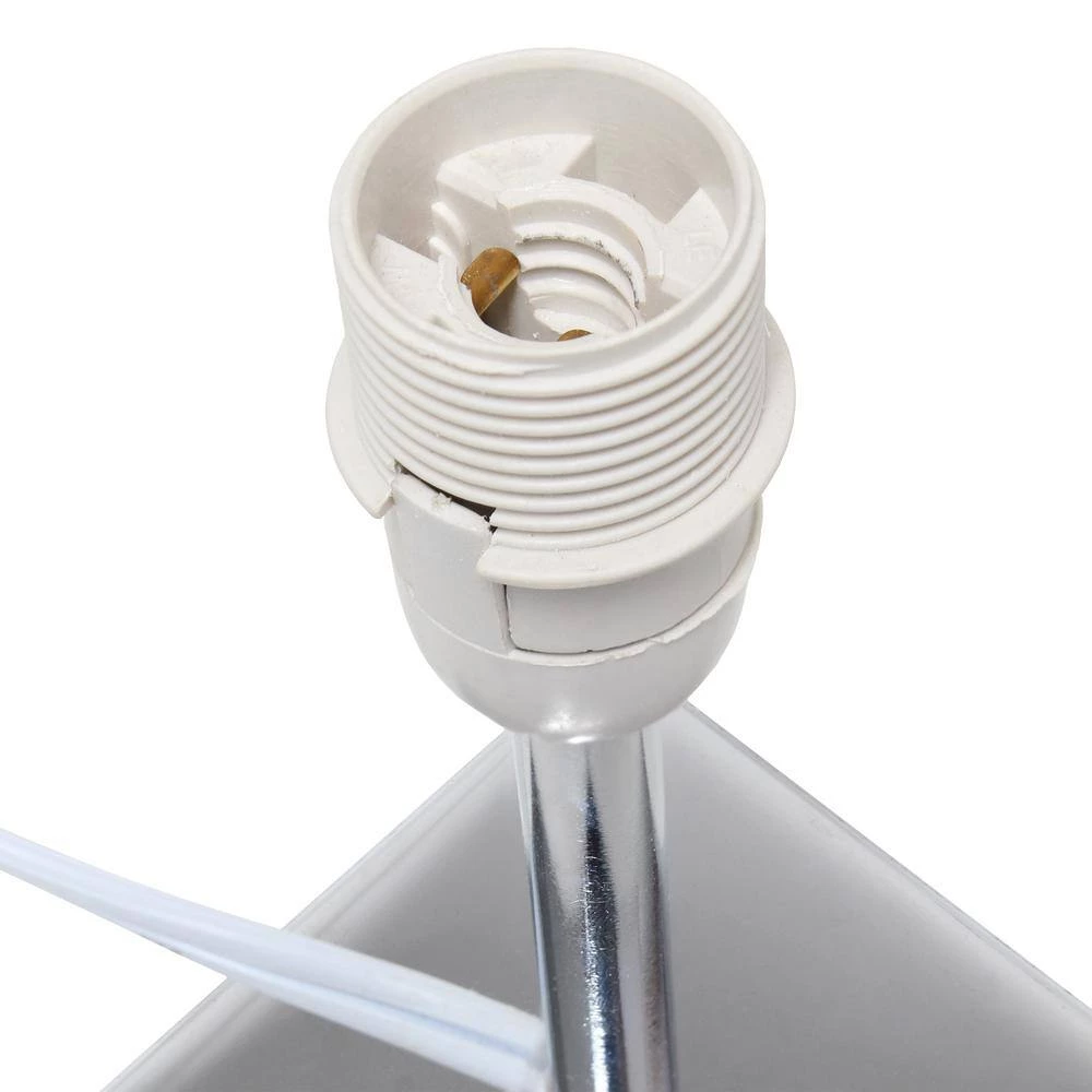 9.7 in. Chrome Mini Table Lamp with White Squared Empire Fabric Shade by Simple Designs 7 9.7 in. Chrome Mini Table Lamp with White Squared Empire Fabric Shade by Simple Designs - Image 7