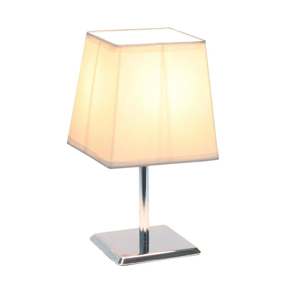 9.7 in. Chrome Mini Table Lamp with White Squared Empire Fabric Shade by Simple Designs 2 9.7 in. Chrome Mini Table Lamp with White Squared Empire Fabric Shade by Simple Designs - Image 2