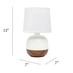 12 in. Dark Wood and White Petite Mid Century Table Lamp by Simple Designs -Simple Designs Online Shop dark wood off white simple designs table lamps lt2078 dww 4f 1000