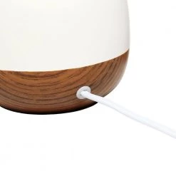12 in. Dark Wood and White Petite Mid Century Table Lamp by Simple Designs -Simple Designs Online Shop dark wood off white simple designs table lamps lt2078 dww 66 1000