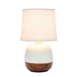 12 in. Dark Wood and White Petite Mid Century Table Lamp by Simple Designs -Simple Designs Online Shop dark wood off white simple designs table lamps lt2078 dww c3 1000