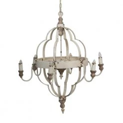 6-Light Distressed White Chandelier by A & B Home