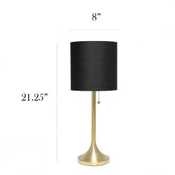 21 in. Gold Tapered Table Lamp with Black Fabric Drum Shade by Simple Designs -Simple Designs Online Shop gold and black simple designs table lamps lt1076 gdb 4f 1000