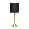 21 in. Gold Tapered Table Lamp with Black Fabric Drum Shade by Simple Designs