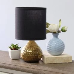 9.25 in. Gold and Black Hammered Drip Mini Table Lamp by Simple Designs -Simple Designs Online Shop gold and black simple designs table lamps lt2073 gdb 1f 1000