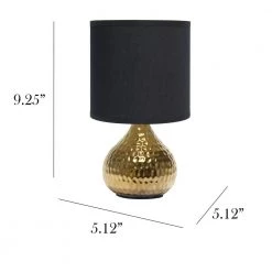 9.25 in. Gold and Black Hammered Drip Mini Table Lamp by Simple Designs -Simple Designs Online Shop gold and black simple designs table lamps lt2073 gdb 4f 1000