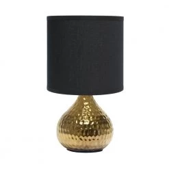 9.25 in. Gold and Black Hammered Drip Mini Table Lamp by Simple Designs