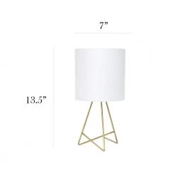 13.5 in. Gold Down to the Wire Table Lamp with White Fabric Shade by Simple Designs -Simple Designs Online Shop gold and white simple designs table lamps lt2066 gdw 4f 1000