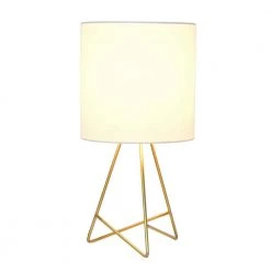 13.5 in. Gold Down to the Wire Table Lamp with White Fabric Shade by Simple Designs -Simple Designs Online Shop gold and white simple designs table lamps lt2066 gdw c3 1000