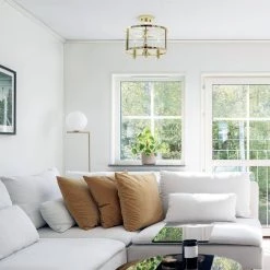 13 in. Gold 3-Light Semi Flushmount Industrial Farmhouse Glass and Metallic Accented by Simple Designs -Simple Designs Online Shop gold simple designs flush mount lights lhm 1000 gl 31 1000