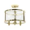 13 in. Gold 3-Light Semi Flushmount Industrial Farmhouse Glass and Metallic Accented by Simple Designs