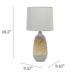 18.5 in. Light Wood and Gray Ceramic Oblong Table Lamp by Simple Designs -Simple Designs Online Shop gray light wood simple designs table lamps lt1117 gry 4f 1000