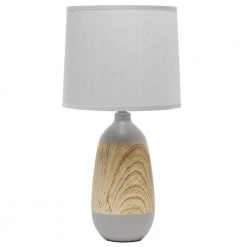 18.5 in. Light Wood and Gray Ceramic Oblong Table Lamp by Simple Designs
