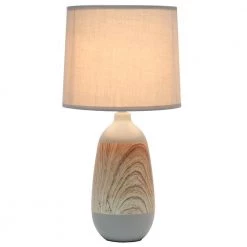 18.5 in. Light Wood and Gray Ceramic Oblong Table Lamp by Simple Designs -Simple Designs Online Shop gray light wood simple designs table lamps lt1117 gry c3 1000