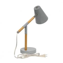 15.5 in. Gray Matte and Wooden Pivot Desk Lamp by Simple Designs -Simple Designs Online Shop gray simple designs desk lamps ld1059 gry 1f 1000