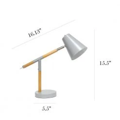 15.5 in. Gray Matte and Wooden Pivot Desk Lamp by Simple Designs -Simple Designs Online Shop gray simple designs desk lamps ld1059 gry 4f 1000