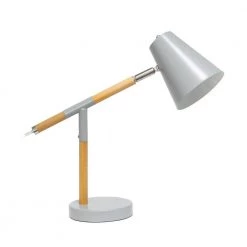 15.5 in. Gray Matte and Wooden Pivot Desk Lamp by Simple Designs