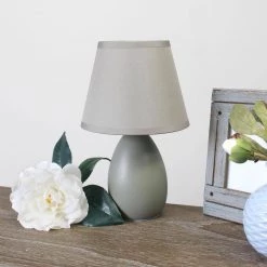 9.45 in. 1-Light Mini Gray Egg Oval Ceramic Table Lamp (2-Pack) by Simple Designs -Simple Designs Online Shop gray simple designs table lamps lt2009 gry 2pk 76 1000
