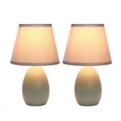 9.45 in. 1-Light Mini Gray Egg Oval Ceramic Table Lamp (2-Pack) by Simple Designs -Simple Designs Online Shop gray simple designs table lamps lt2009 gry 2pk c3 1000