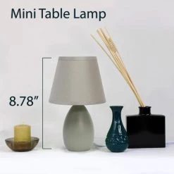 9.45 in. 1-Light Mini Gray Egg Oval Ceramic Table Lamp (2-Pack) by Simple Designs -Simple Designs Online Shop gray simple designs table lamps lt2009 gry 2pk fa 1000