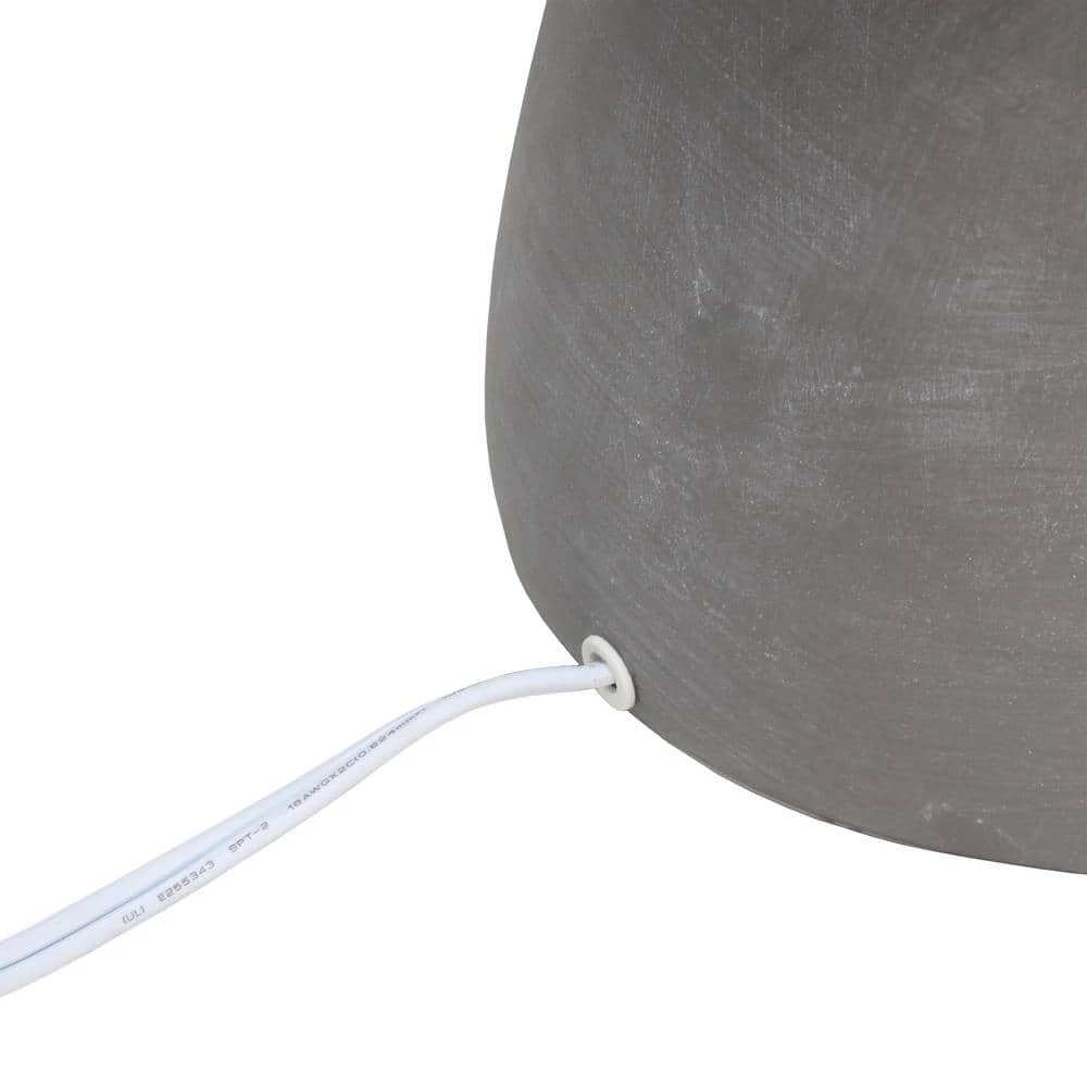 16.5 in. Gray Round Concrete Table Lamp with White Shade by Simple Designs 5 16.5 in. Gray Round Concrete Table Lamp with White Shade by Simple Designs - Image 5
