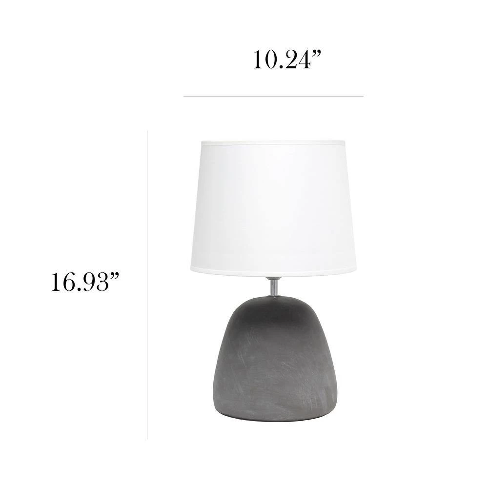 16.5 in. Gray Round Concrete Table Lamp with White Shade by Simple Designs 3 16.5 in. Gray Round Concrete Table Lamp with White Shade by Simple Designs - Image 3