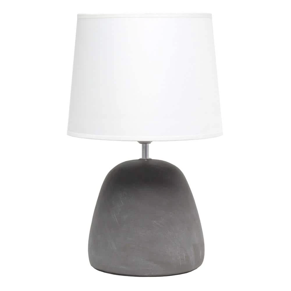 16.5 in. Gray Round Concrete Table Lamp with White Shade by Simple Designs 1 16.5 in. Gray Round Concrete Table Lamp with White Shade by Simple Designs