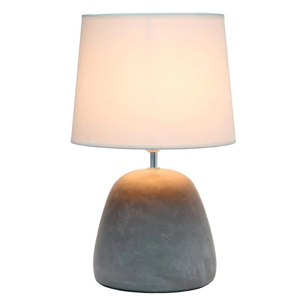 16.5 in. Gray Round Concrete Table Lamp with White Shade by Simple Designs 2 16.5 in. Gray Round Concrete Table Lamp with White Shade by Simple Designs - Image 2