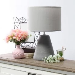 14.2 in. Gray Pinnacle Concrete Table Lamp with Gray Shade by Simple Designs 10 14.2 in. Gray Pinnacle Concrete Table Lamp with Gray Shade by Simple Designs -Simple Designs Online Shop gray simple designs table lamps lt2059 gry 1f 1000