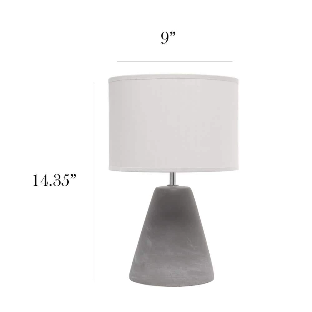 14.2 in. Gray Pinnacle Concrete Table Lamp with Gray Shade by Simple Designs 3 14.2 in. Gray Pinnacle Concrete Table Lamp with Gray Shade by Simple Designs - Image 3