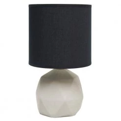 10.6 in. Gray Geometric Concrete Lamp with Black Shade by Simple Designs