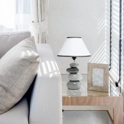 15 in. Shades of Gray Ceramic Stone Table Lamp with Shade by Simple Designs -Simple Designs Online Shop gray simple designs table lamps lt3052 gry 31 1000
