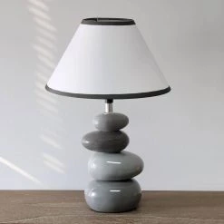 15 in. Shades of Gray Ceramic Stone Table Lamp with Shade by Simple Designs -Simple Designs Online Shop gray simple designs table lamps lt3052 gry 76 1000