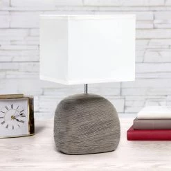 12.51 in. Grayish Brown Bedrock Ceramic Table Lamp by Simple Designs -Simple Designs Online Shop grayish brown simple designs table lamps lt1115 bwn 1f 1000