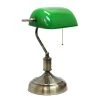 14.75 in. Executive Banker's Green Glass Shade Desk Lamp with Antique Nickel Base by Simple Designs