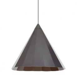 Astora Grande 17.6 in. W 1-Light Gunmetal Gray Modern Metal Faceted Cone Pendant with 6 Feet of Gray Cloth Cord by LBL Lighting