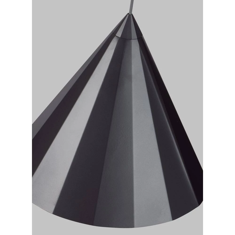 Astora Grande 17.6 in. W 1-Light Gunmetal Gray Modern Metal Faceted Cone Pendant with 6 Feet of Gray Cloth Cord by LBL Lighting 2 Astora Grande 17.6 in. W 1-Light Gunmetal Gray Modern Metal Faceted Cone Pendant with 6 Feet of Gray Cloth Cord by LBL Lighting - Image 2