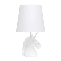 16 in. Sparkling Iridescent and White Unicorn Table Lamp by Simple Designs
