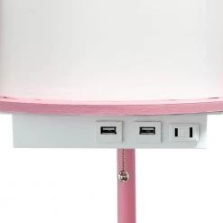 62.5 in. Light Pink Round Modern Floor Lamp Shelf Etagere Organizer Storage with 2 USB Charging Ports, 1 Charging Outlet by Simple Designs 15 62.5 in. Light Pink Round Modern Floor Lamp Shelf Etagere Organizer Storage with 2 USB Charging Ports, 1 Charging Outlet by Simple Designs -Simple Designs Online Shop light pink simple designs floor lamps lf2010 lpk 1f 1000