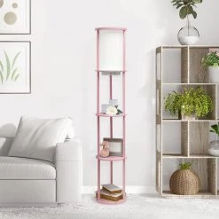 62.5 in. Light Pink Round Modern Floor Lamp Shelf Etagere Organizer Storage with 2 USB Charging Ports, 1 Charging Outlet by Simple Designs 18 62.5 in. Light Pink Round Modern Floor Lamp Shelf Etagere Organizer Storage with 2 USB Charging Ports, 1 Charging Outlet by Simple Designs -Simple Designs Online Shop light pink simple designs floor lamps lf2010 lpk 76 1000